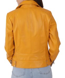 Women's Yellow Biker Leather Jacket