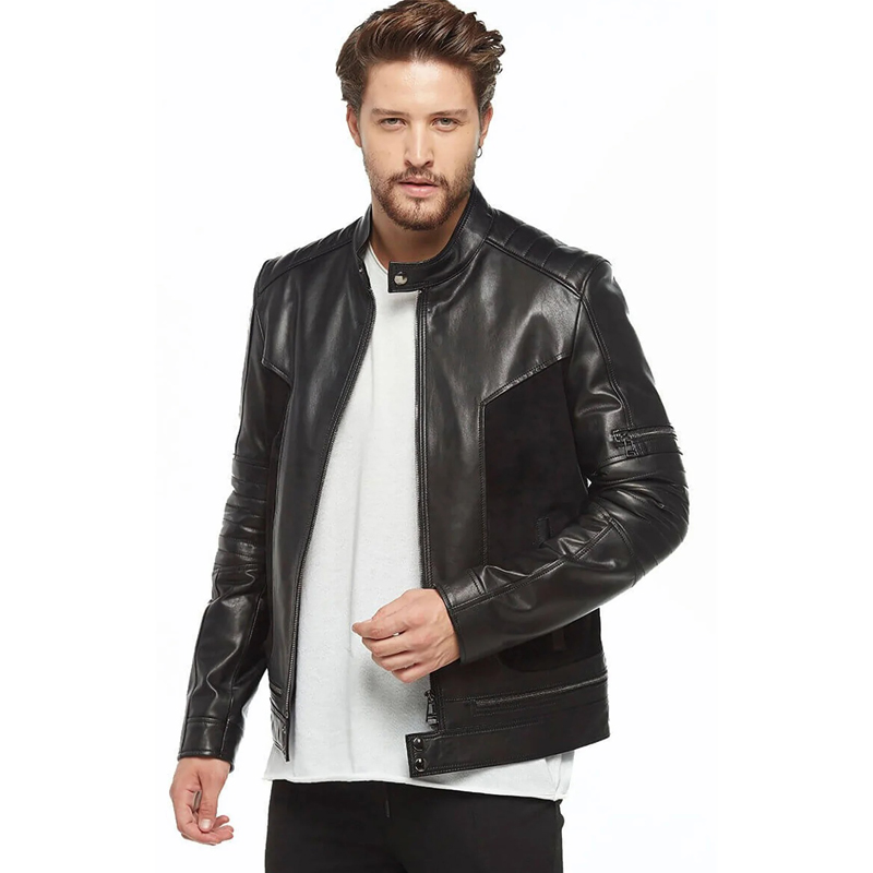 Men’s Real Black Leather Drago Suede Jacket - Image 4