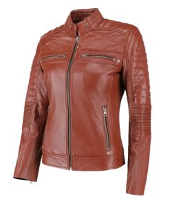 Women’s Brown Biker Leather Jacket