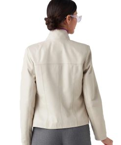 Women’s Real Beige Leather Classy Jacket