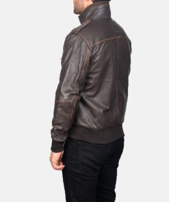 Glen Street Brown Leather Bomber Jacket