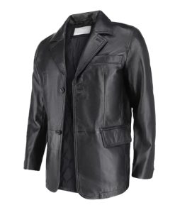James Men’s Black Leather Coat