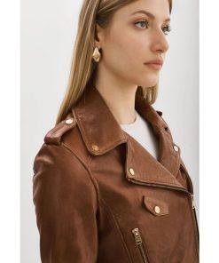 Women's Leather Crop Biker Jacket