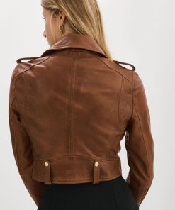 Women's Leather Crop Biker Jacket