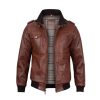 Mens Brown Leather Bomber Jacket