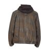 Mens Dark Brown Distressed Jacket
