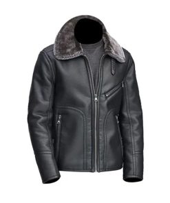 Men’s Black Leather Fur Jacket