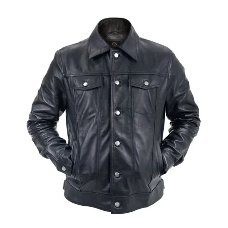 REDSKINS Padded Trucker Jacket, Leather Blouson Style, Men's Size L genuine leather brown type Vintage Second Hand