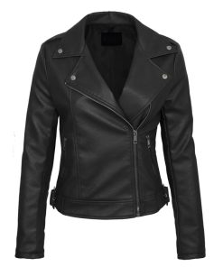 Women's Faux PU Leather Jacket with Hoodie