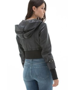 Women’s Real Black Leather Anthracite Jacket