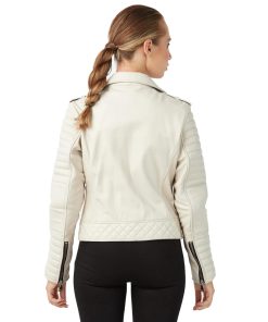 Women’s Real Beige Leather Sports Jacket