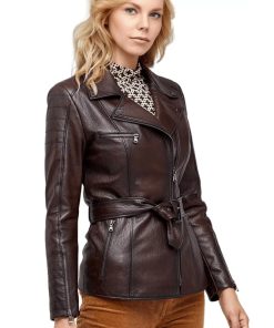 Women’s Real Brown Leather Gale Coat