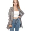 Women’s Real Grey Leather Long Coat