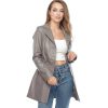Women’s Real Grey Leather Long Coat