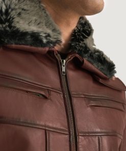 Evan Hart Fur Brown Leather Jacket