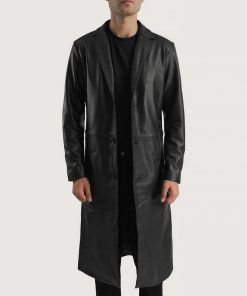Mateo Brown Leather Single Breasted Coat