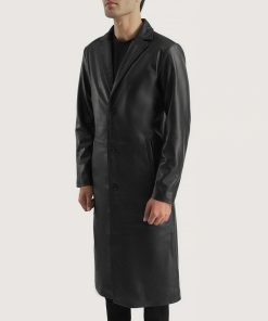 Mateo Brown Leather Single Breasted Coat