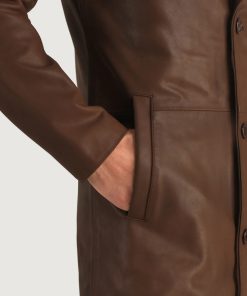 Mateo Brown Leather Single Breasted Coat
