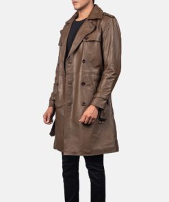 Royson Brown Leather Duster Coat