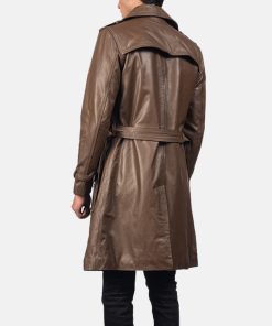 Royson Brown Leather Duster Coat