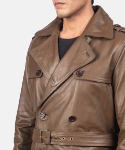 Royson Brown Leather Duster Coat