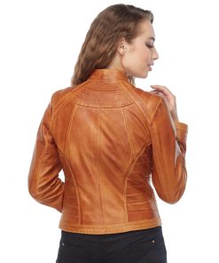 Women’s Real Brown Leather Waxed Jacket