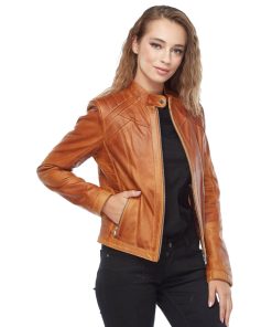 Women’s Real Brown Leather Waxed Jacket