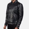 Mod Black Leather Peacoat