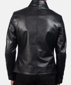 Mod Black Leather Peacoat