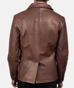 Mr. Bailey Brown Leather Naval Peacoat