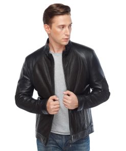 Men’s Real Black Leather Laser Jacket