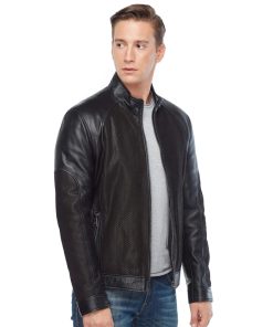 Men’s Real Black Leather Laser Jacket