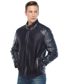 Men’s Real Black Leather Laser Jacket