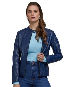 Women’s Real Navy Blue Leather Jacket