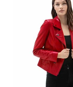 Women’s Real Red Leather Motorcycle Jacket