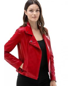 Women’s Real Red Leather Motorcycle Jacket