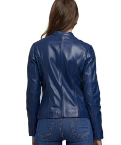 Women’s Real Navy Blue Leather Jacket