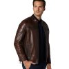 Men’s Real Brown Leather Sport Style Jacket