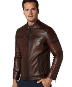 Men’s Real Brown Leather Sport Style Jacket