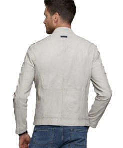 Men’s Real White Leather Jacket