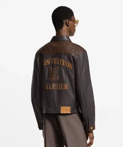 Louis Vuitton Embellished Black Leather Trucker Jacket