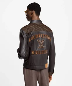 Louis Vuitton Embellished Leather Trucker Jacket