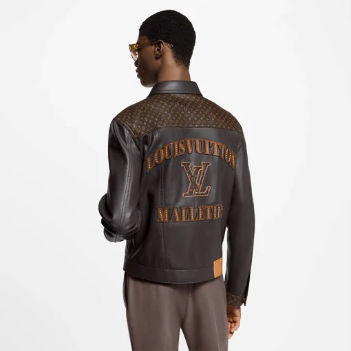 Louis Vuitton Embellished Leather Trucker Jacket