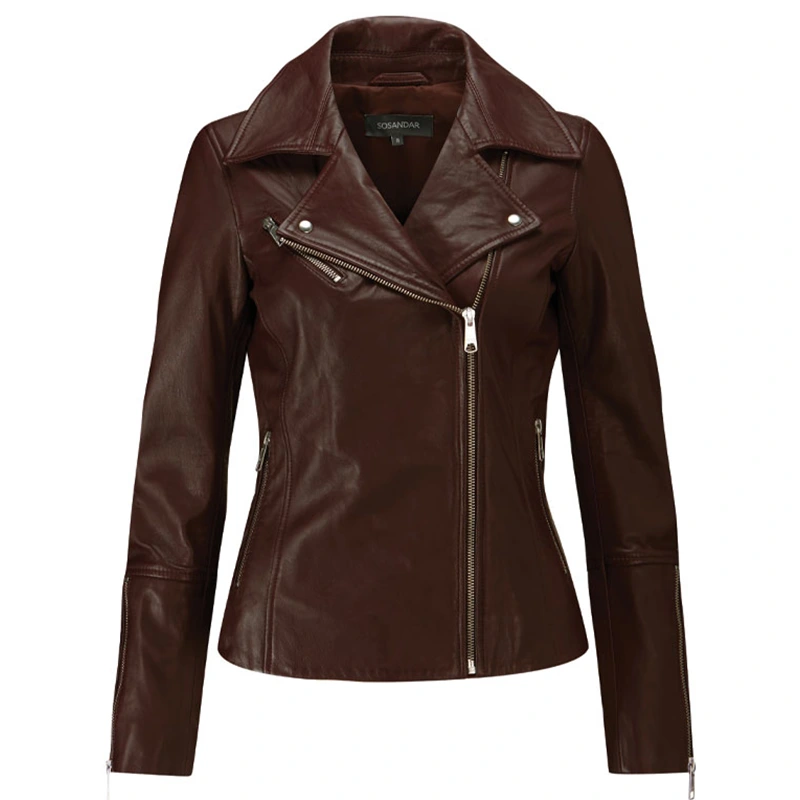 Chocolate Brown Leather Biker Jacket