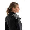 Black Crystals Shoulder Biker Leather Jacket