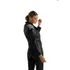 Crystals Shoulder Biker Leather Black Jacket