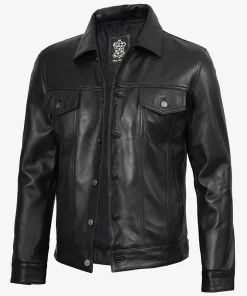 Fernando Black Leather Trucker Jacket