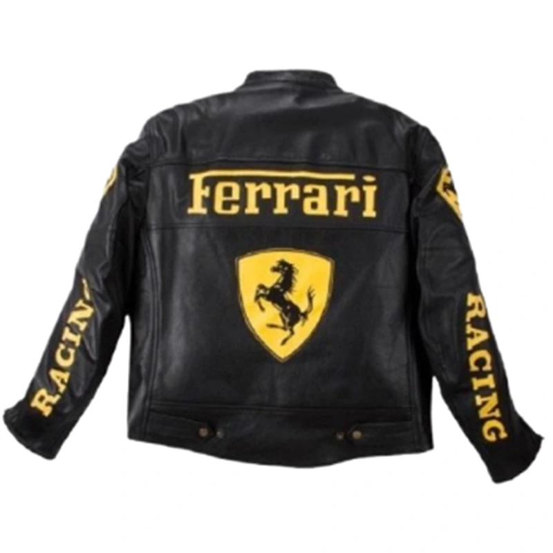 Ferrari Racing Black And Yellow Leather Jacket - Image 2