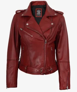 Margaret Red Women's Biker Leather Jacket