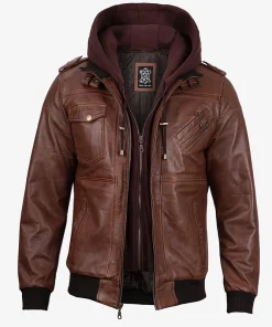 Men's Brown Bomber Leather Jacket